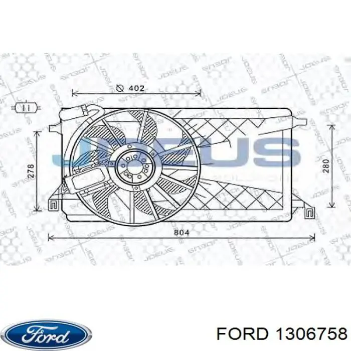 1306758 Ford difusor de radiador, ventilador de refrigeración, condensador del aire acondicionado, completo con motor y rodete