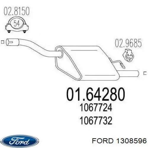 1308596 Ford silenciador posterior