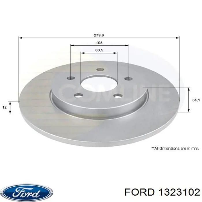 1323102 Ford disco de freno trasero