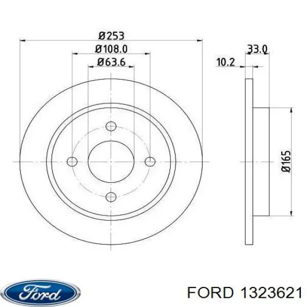 1323621 Ford disco de freno trasero