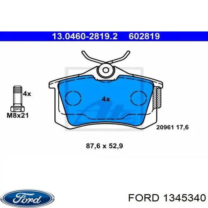 Pastillas traseras de freno Ford 1345340 precio, desde 16,32 EUR