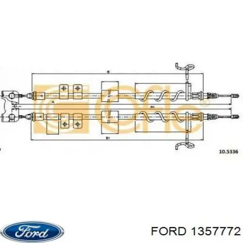 1357772 Ford cable de freno de mano trasero derecho/izquierdo