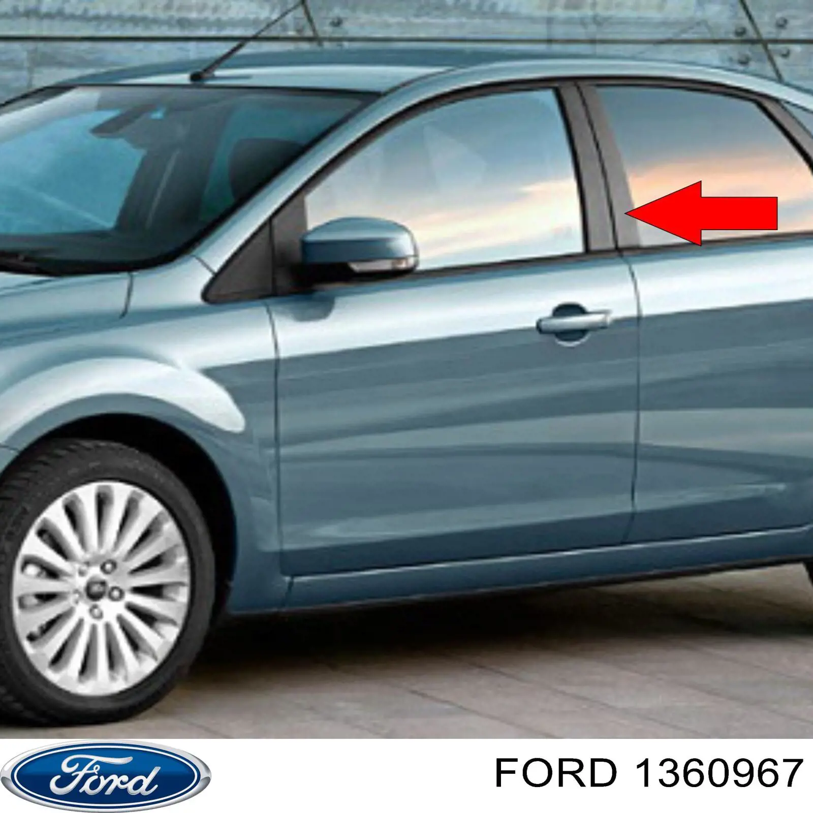 1333803 Ford moldura de puerta trasera izquierda vertical