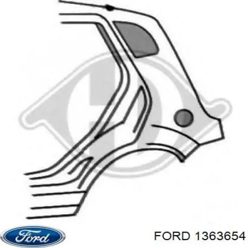 1363654 Ford guardabarros trasero derecho