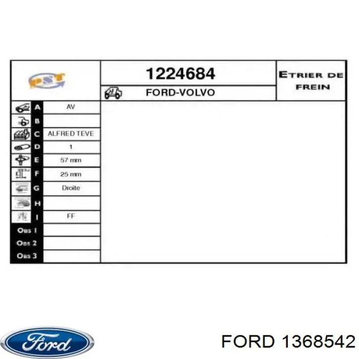 1368542 Ford pinza de freno delantera derecha