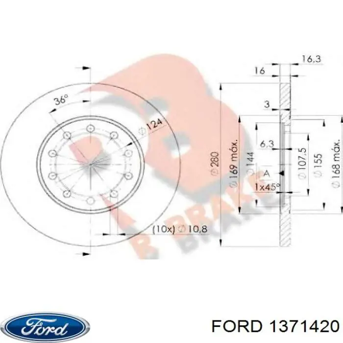 1371420 Ford disco de freno trasero