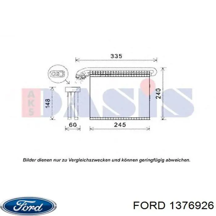 1376929 Ford evaporador, aire acondicionado