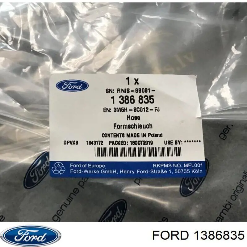 1374399 Ford tubería de radiador, tuberia flexible calefacción, superior