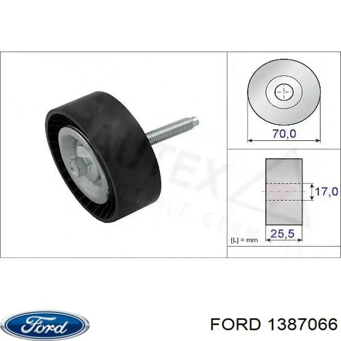 1387066 Ford polea inversión / guía, correa poli v
