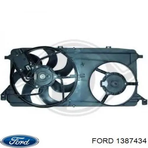 1387434 Ford difusor de radiador, ventilador de refrigeración, condensador del aire acondicionado, completo con motor y rodete