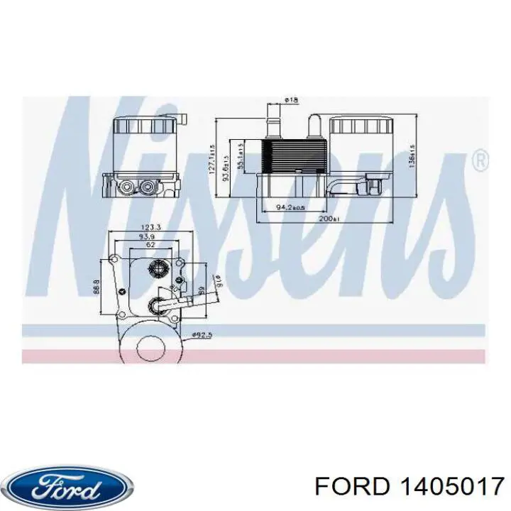 1405017 Ford radiador de aceite, bajo de filtro