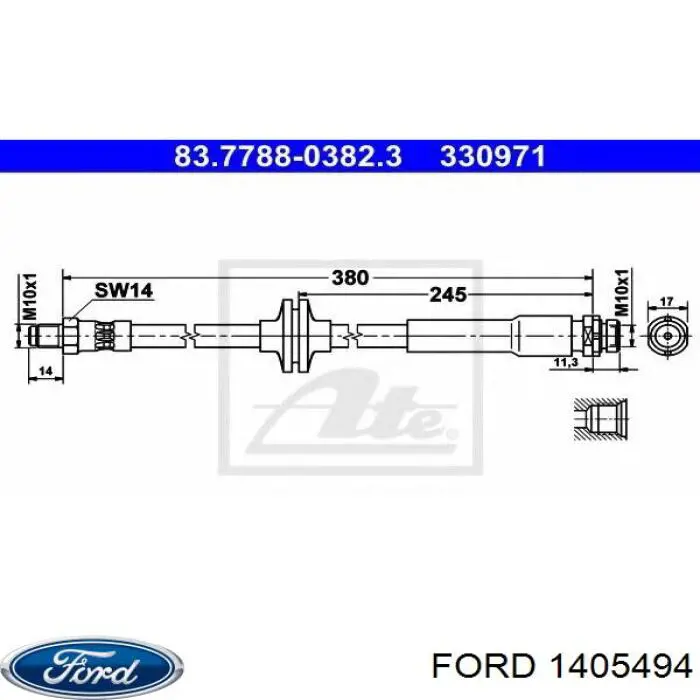 1405494 Ford latiguillo de freno trasero