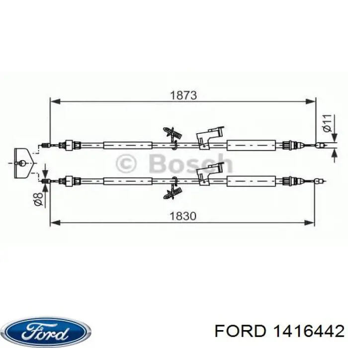 1230908 Ford cable de freno de mano trasero derecho/izquierdo