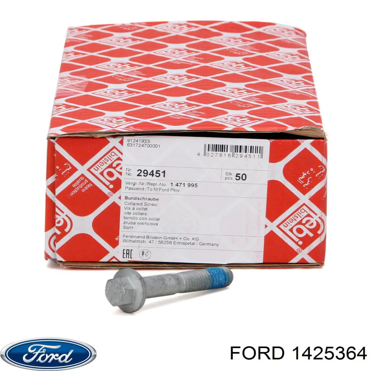 1425364 Ford perno de fijación, brazo oscilante trasero superior, interior