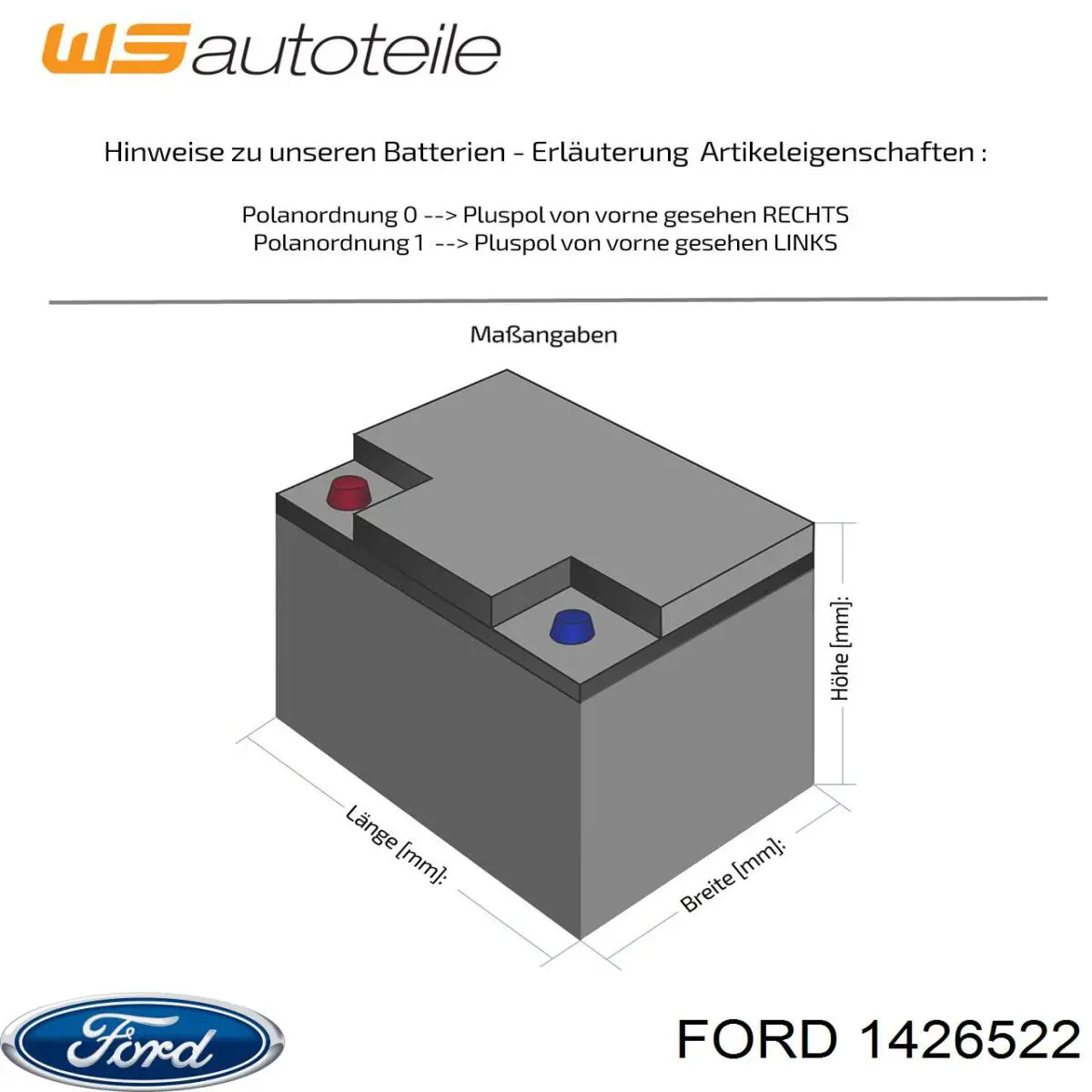 Batería de arranque Ford 1426522 precio, desde 292,10 EUR