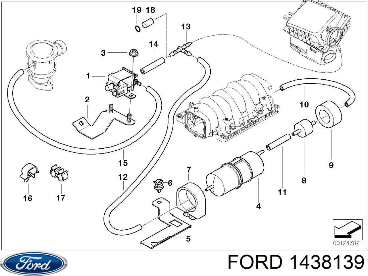 1438139 Ford tubería de radiador, retorno