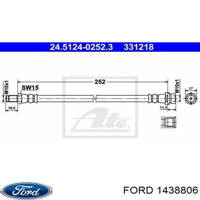 1438806 Ford latiguillo de freno trasero