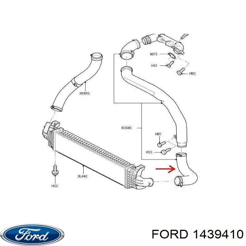 Tubo intercooler 1439410 Ford