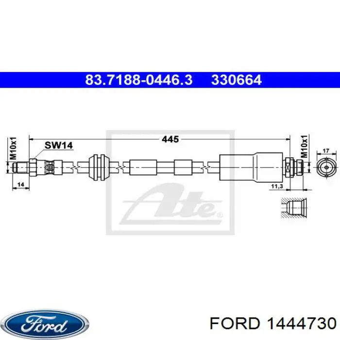Latiguillos de freno delantero Ford 1444730 precio, desde 13,95 EUR