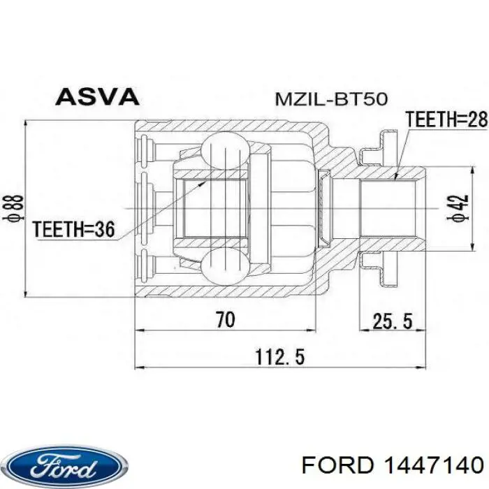 1447140 Ford árbol de transmisión delantero izquierdo