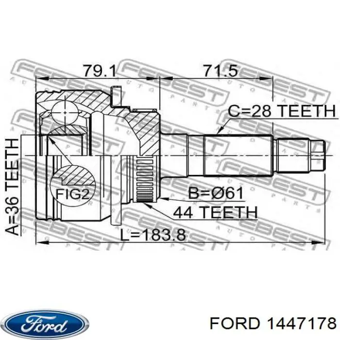 1447178 Mazda árbol de transmisión delantero izquierdo