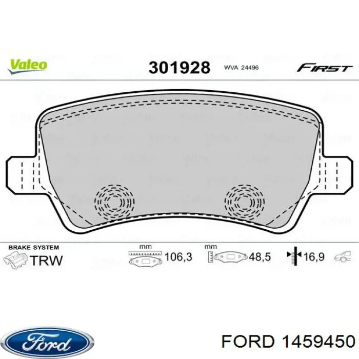 1459450 Ford pastillas de freno traseras