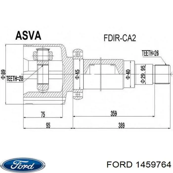 1459764 Ford junta homocinética interior delantera derecha