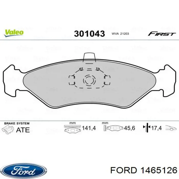 Pastillas de freno delanteras Ford 1465126