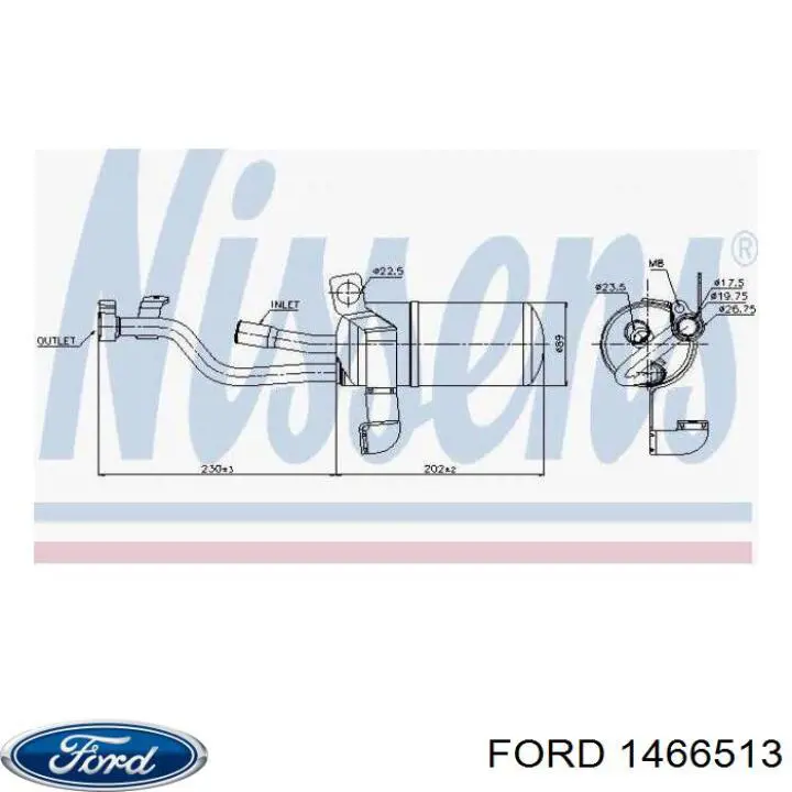 1466513 Ford receptor-secador del aire acondicionado