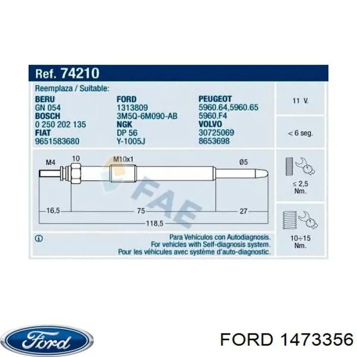 Comprar 1473356 Ford Calentadores diésel