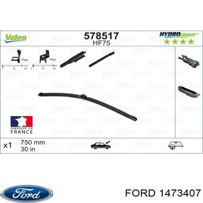 Limpiaparabrisas delanteras 1473407 Ford