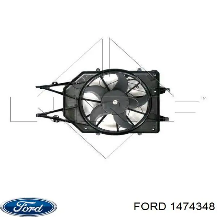 1474348 Ford difusor de radiador, ventilador de refrigeración, condensador del aire acondicionado, completo con motor y rodete