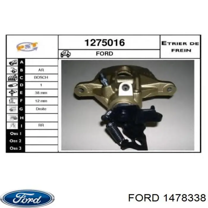 Comprar 1478338 Ford Pinza de freno trasera derecha