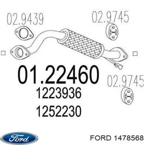 1232313 Ford silenciador del medio