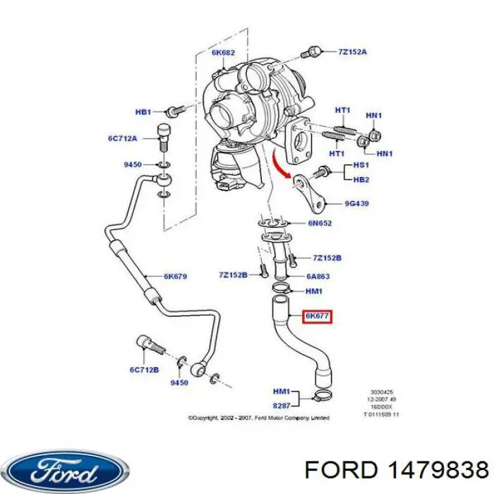 Comprar 1479838 Ford Tubo de drenaje de aceite de turbocompresor