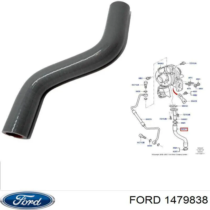 1479838 Ford Tubo de drenaje de aceite de turbocompresor