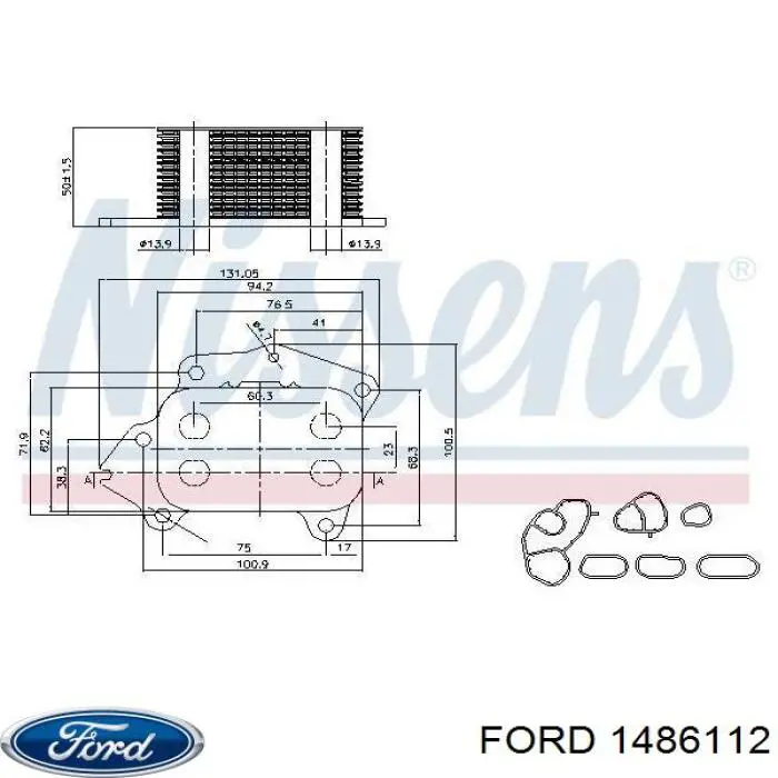 1486112 Ford radiador de aceite, bajo de filtro