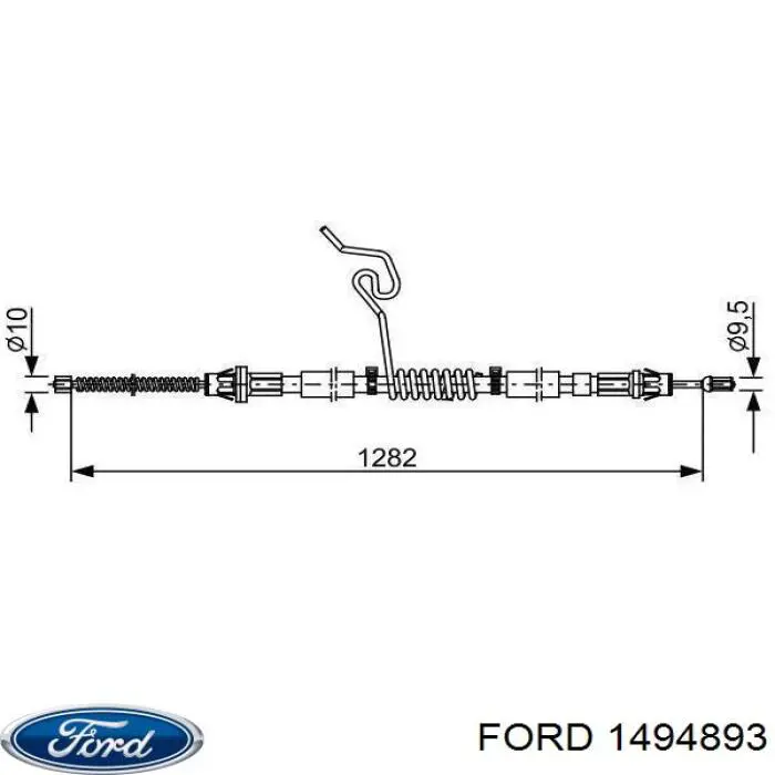 1494893 Ford cable de freno de mano trasero derecho