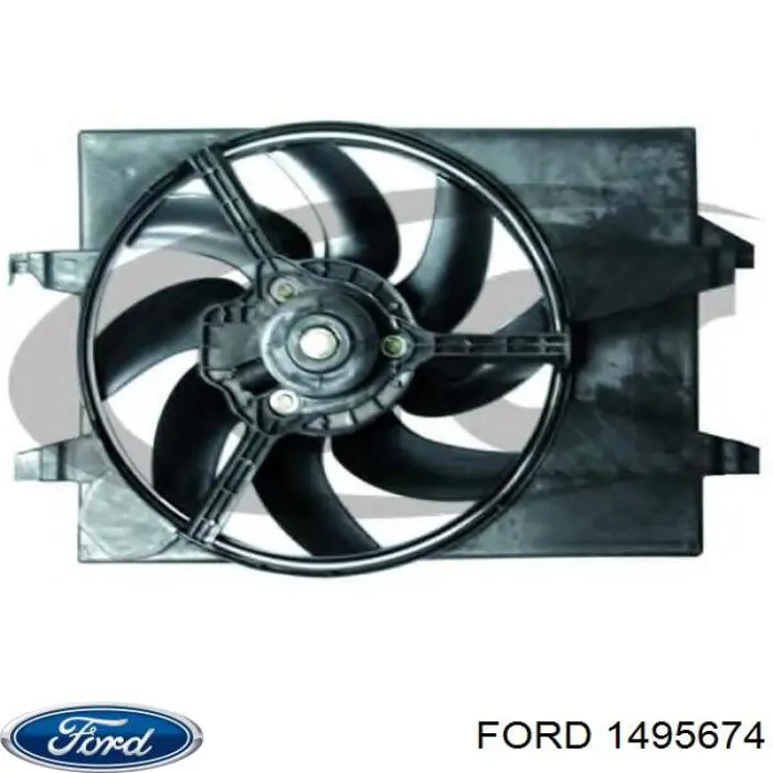 1495674 Ford difusor de radiador, ventilador de refrigeración, condensador del aire acondicionado, completo con motor y rodete