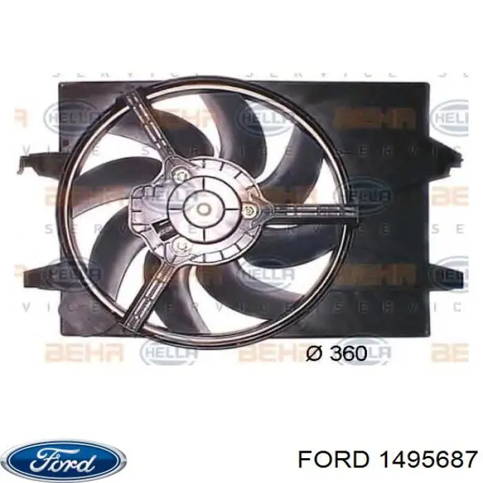 1495687 Ford difusor de radiador, ventilador de refrigeración, condensador del aire acondicionado, completo con motor y rodete