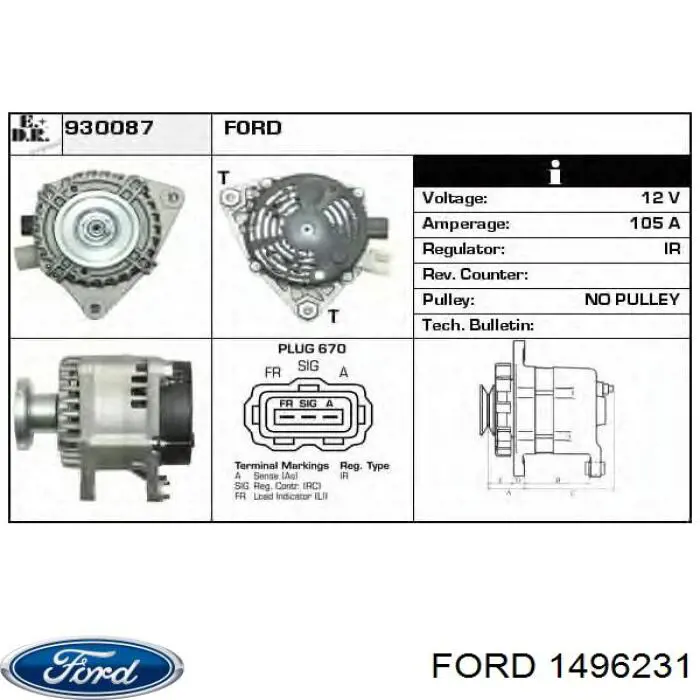 1496231 Ford alternador