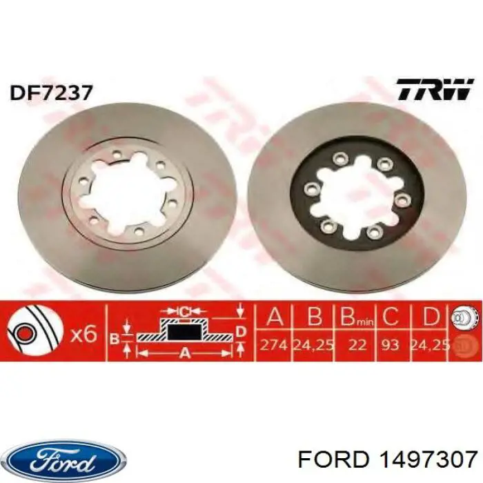 1497307 Ford disco de freno delantero