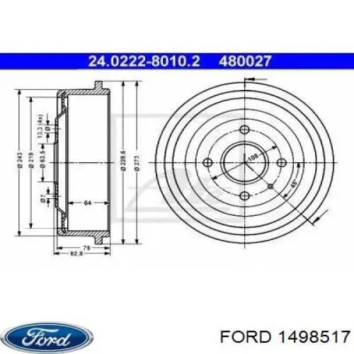 1498517 Ford freno de tambor trasero