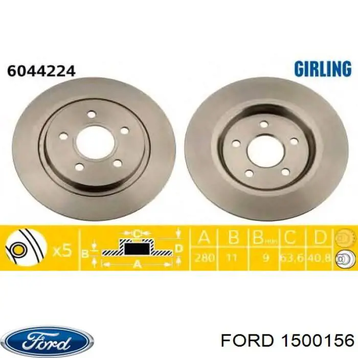 Disco de freno trasero Volvo V40 525, 526