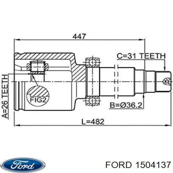 Semieje delantero derecho Ford 1504137 precio, desde 170,08 EUR