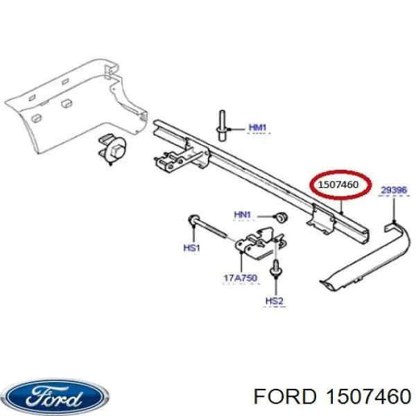 5145180 Ford refuerzo parachoques trasero