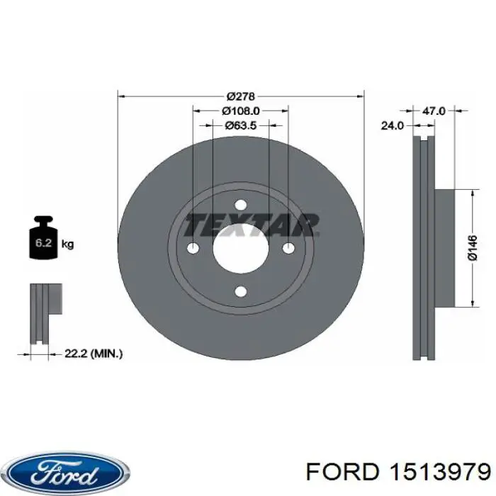 1513979 Ford freno de disco delantero