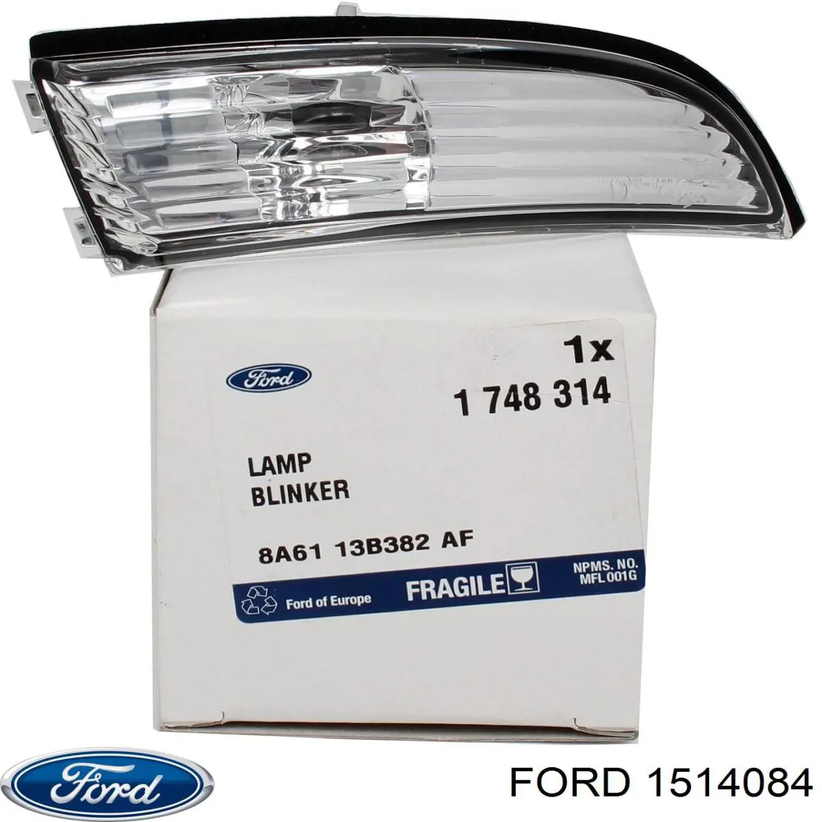 1514084 Ford cristal de espejo retrovisor exterior derecho