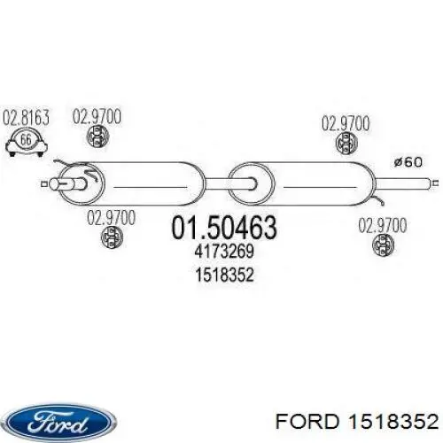1518352 Ford silenciador central/posterior
