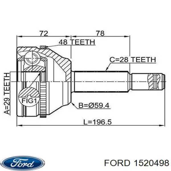 Junta homocinética exterior delantera Ford 1520498 precio, desde 54,87 EUR